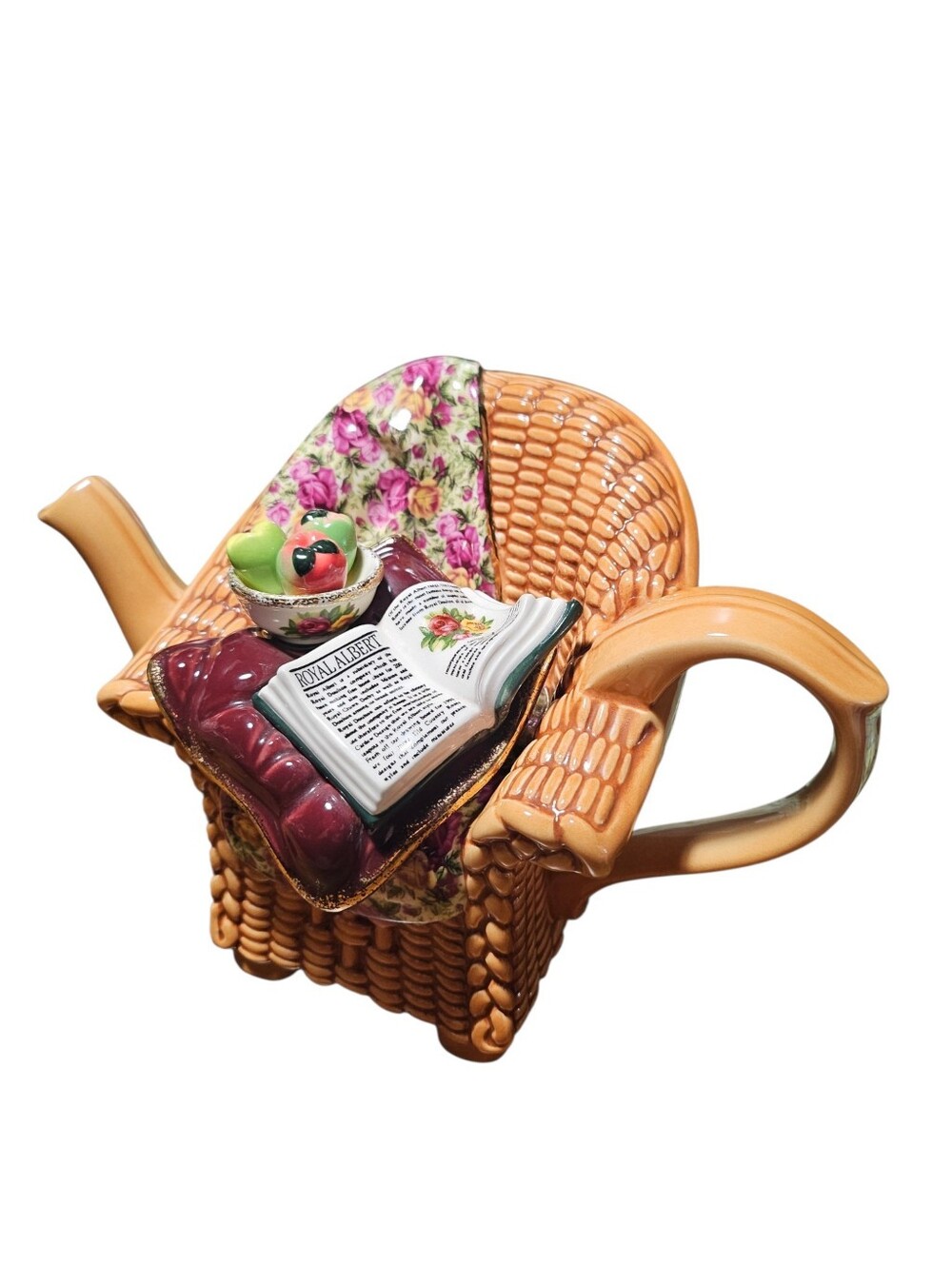 Vintage Paul Cardew For Royal Albert Porcelain Wicker Chair Teapot 1996